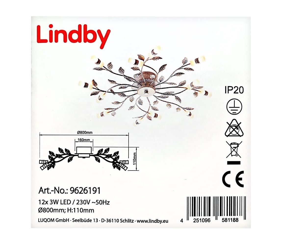 Lindby - LED Prisadený luster BOLONIA 12xLED/3W/230V