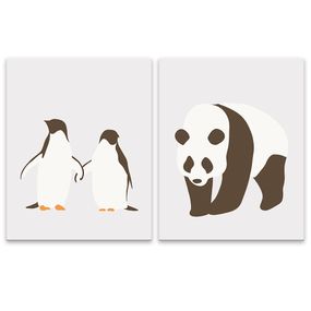 Séria 2 plagátov pre deti 40x50 cm - Panda a Penguins