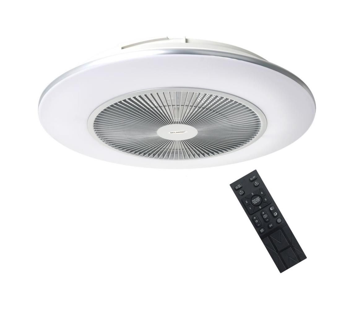 LED Stmievateľné stropné svietidlo s ventilátorom ARIA LED/38W/230V strieborná + DO