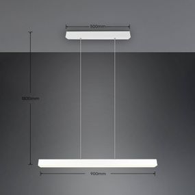 Trio Lighting LED svietidlo Paros DUOline, trám, biela matná, Obývacia izba / jedáleň, kov, 29W, P: 90 cm, L: 5 cm, K: 5cm