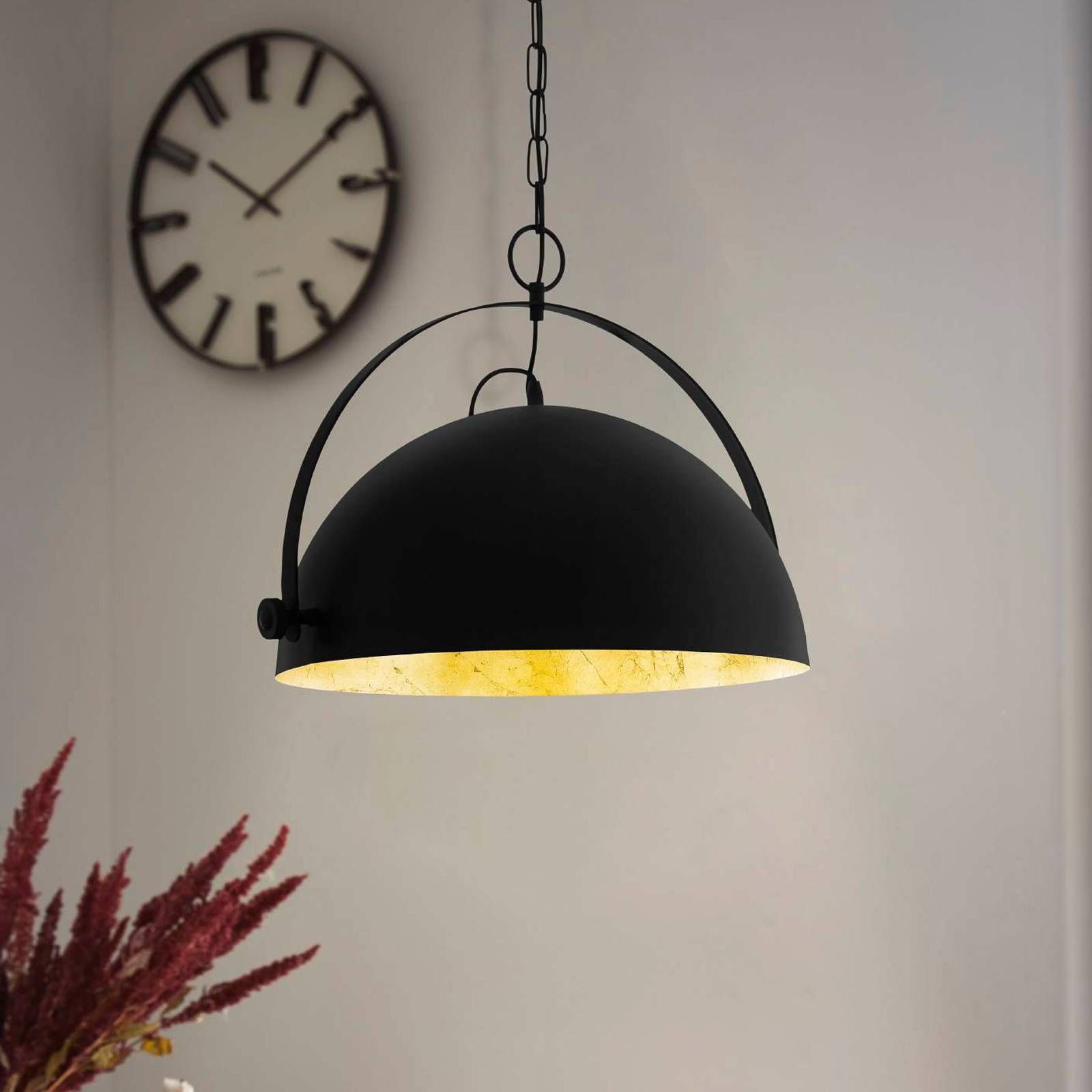 EGLO Závesná lampa Covaleda z ocele, čierna/zlatá, Obývacia izba / jedáleň, oceľ, E27, 60W