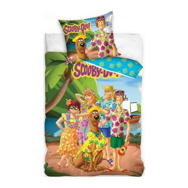 Carbotex · Bavlnené posteľné obliečky Scooby-Doo - motív Dovolenka na Havaji - 100% bavlna Renforcé - 70 x 90 cm + 140 x 200 cm
