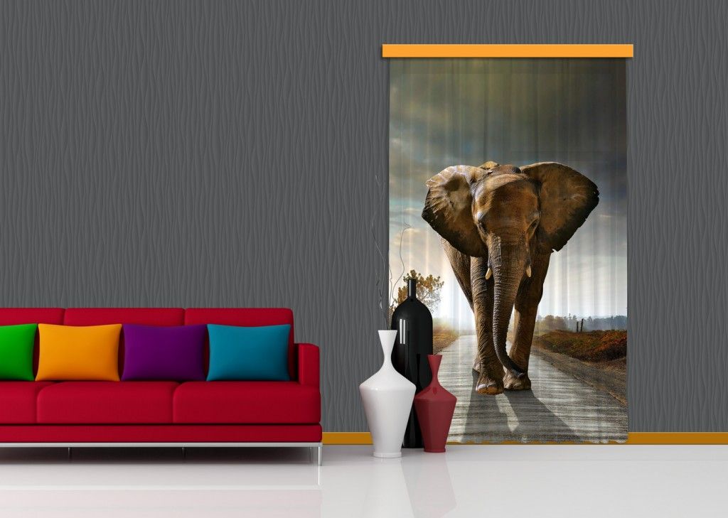 FCS L 7507 AG Design textilný foto záves obrazový Elephant - Slon FCSL 7507, veľkosť 140 x 245 cm