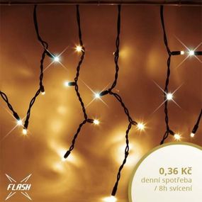 DecoLED LED světelné krápníky - FLASH, 3x0,5m, teple bílá, 114 diod