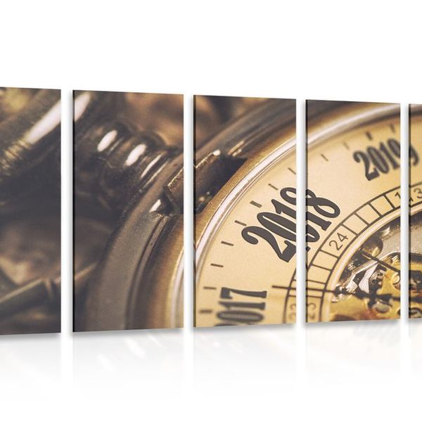 5-dielny obraz vintage vreckové hodinky - 100x50
