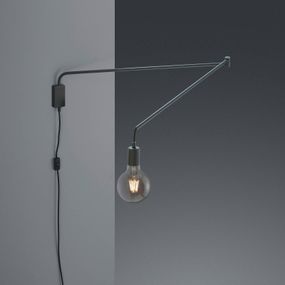 Trio Lighting Nástenné svetlo Line s káblom + zástrčkou, čierne, Obývacia izba / jedáleň, kov, E27, 10W, L: 5 cm, K: 25cm