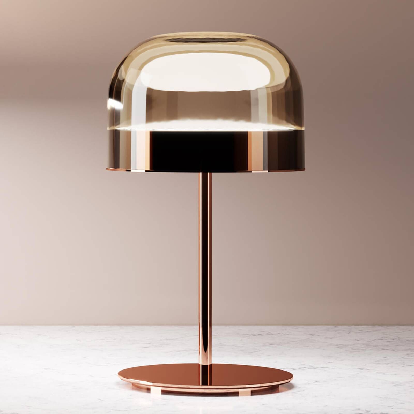 Fontana Arte Equatore – stolná LED lampa, 42, 5 cm, Obývacia izba / jedáleň, kov, sklo, 12W, K: 42.5cm