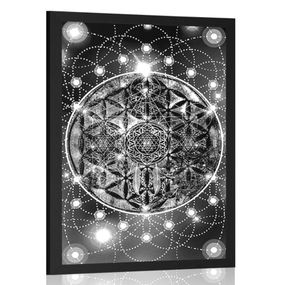 Plagát očarujúca Mandala v čiernobielom prevedení - 30x45 black