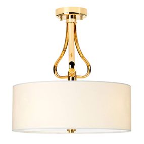 Elstead Stropné LED svietidlo Falmouth biela/zlatá, Obývacia izba / jedáleň, textil, kov, akryl, G9, 3.5W, K: 42.5cm