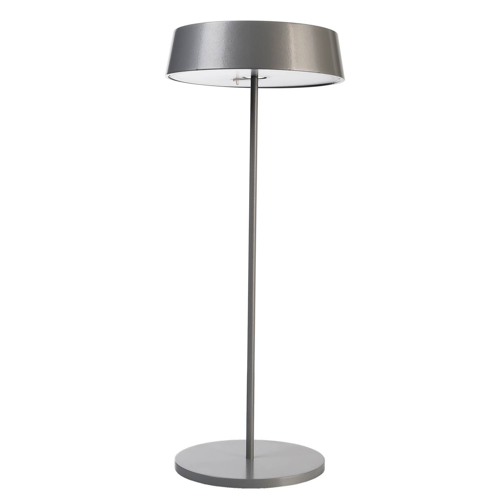 Deko-Light Stolná LED lampa Miram batéria, stmievateľná, sivá, Obývacia izba / jedáleň, tlakovo liaty hliník, 2.2W, K: 30cm