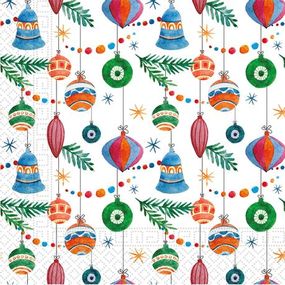 PROCOS Vianočné papierové obrúsky 33x33cm 3vrstvové farebné ozdoby