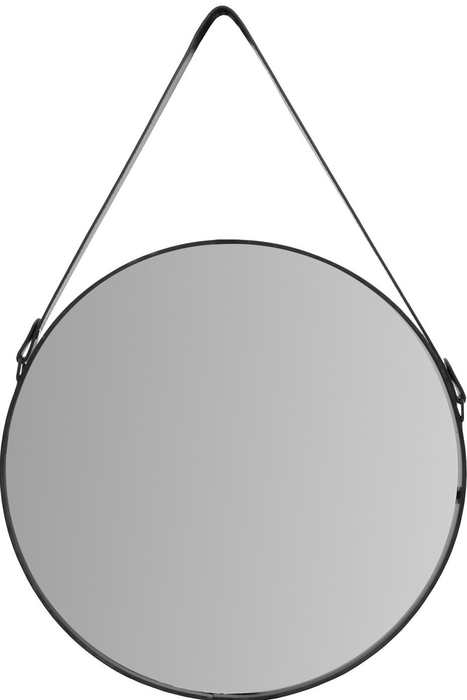 Okrúhle zrkadlo na pásku LOFT 70 cm - čierne