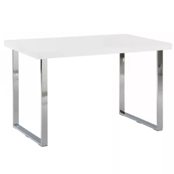  Jedálenský stôl, biela HG + chróm, 130x80 cm, TALOS
