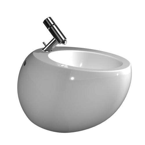 Laufen Il Bagno Alessi One - Závesný bidet, 585 mm x 390 mm biela – s 1 otvorom na batériu uprostred, 2 bočné otvory na vodovodnú prípojku, s LCC H8309714003041