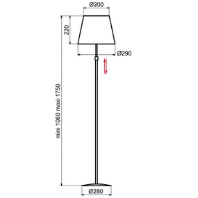 Aluminor Store stojaca lampa, hliník/biela, Obývacia izba / jedáleň, oceľ, látka, E27, 40W, K: 175cm