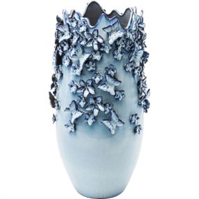 KARE Design Vysoká modrá kameniková váza Butterflies 50 cm
