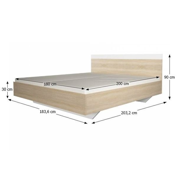 Manželská posteľ, dub sonoma / biela, 180x200, gabriela