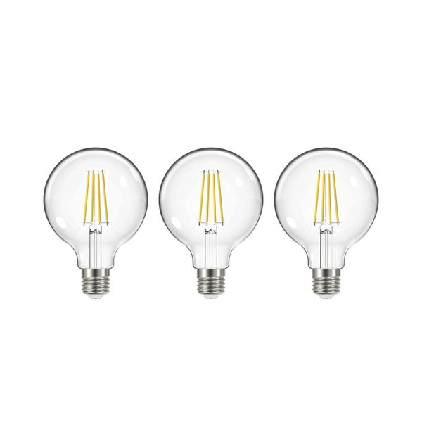 Arcchio LED žiarovka G95 E27 3, 8W 2 700K 806lm 3ks, sklo, polykarbonát, hliník, E27, 3.8W, Energialuokka: A, P: 13.8 cm