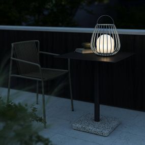 Nordlux Stolová LED lampa Jim To Go, vonkajšia, sivá, kov, plast, K: 30.3cm
