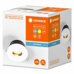 LEDVANCE Recess Twistlock zapustené IP65, biela, Kúpeľňa, hliník, GU10, 4.3W