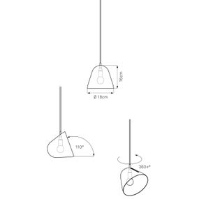 NYTA Nyta Tilt S závesná lampa kábel 3 m červená, sivá, Obývacia izba / jedáleň, hliník, plast, E14, 46W, K: 16cm