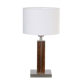 HerzBlut Dana stolná lampa drevená základňa orech, Obývacia izba / jedáleň, kov, drevo, textil, E27, 30W, K: 41cm