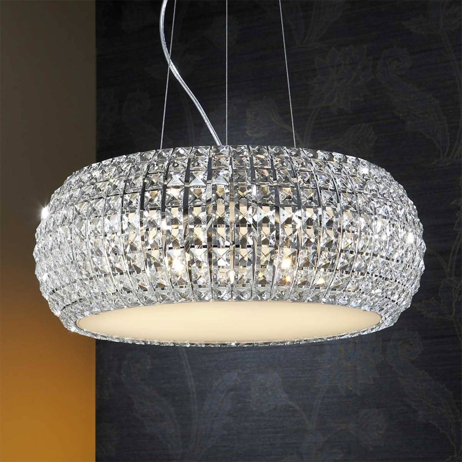 Schuller Valencia Závesná lampa Diamond s krištáľmi, okrúhle 54 cm, Obývacia izba / jedáleň, kov, krištáľ, G9, 6W, K: 21cm