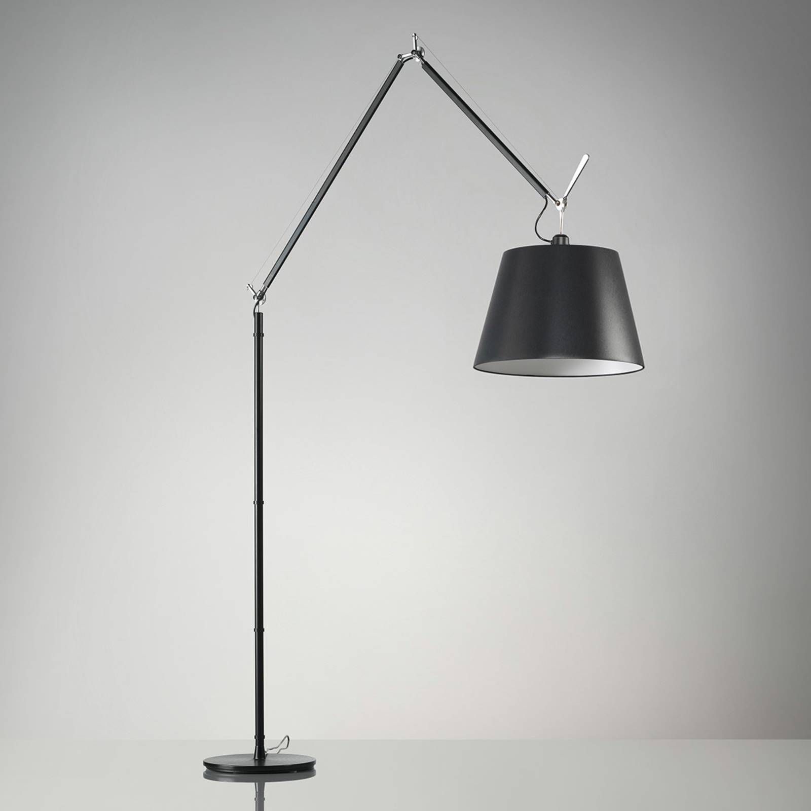 Artemide Stojaca lampa Tolomeo Mega stmievač Ø 36, Obývacia izba / jedáleň, hliník, oceľ, satén, 31W, K: 327cm