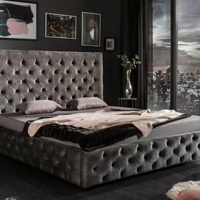 Dizajnová posteľ Laney 180 x 200 cm olivovo-sivý zamat
