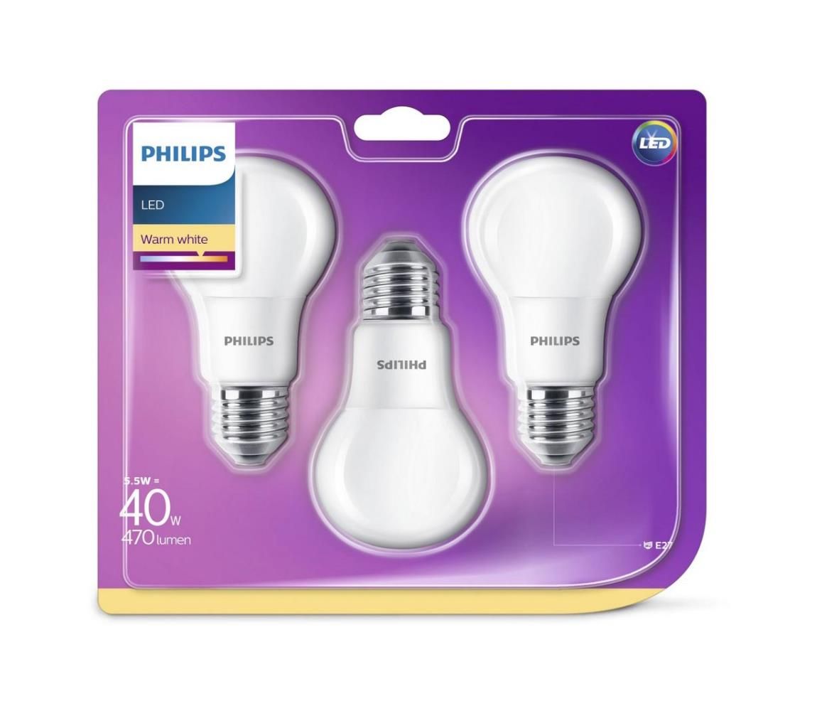 SADA 3x LED Žiarovka Philips E27/5,5W/230V 2700K