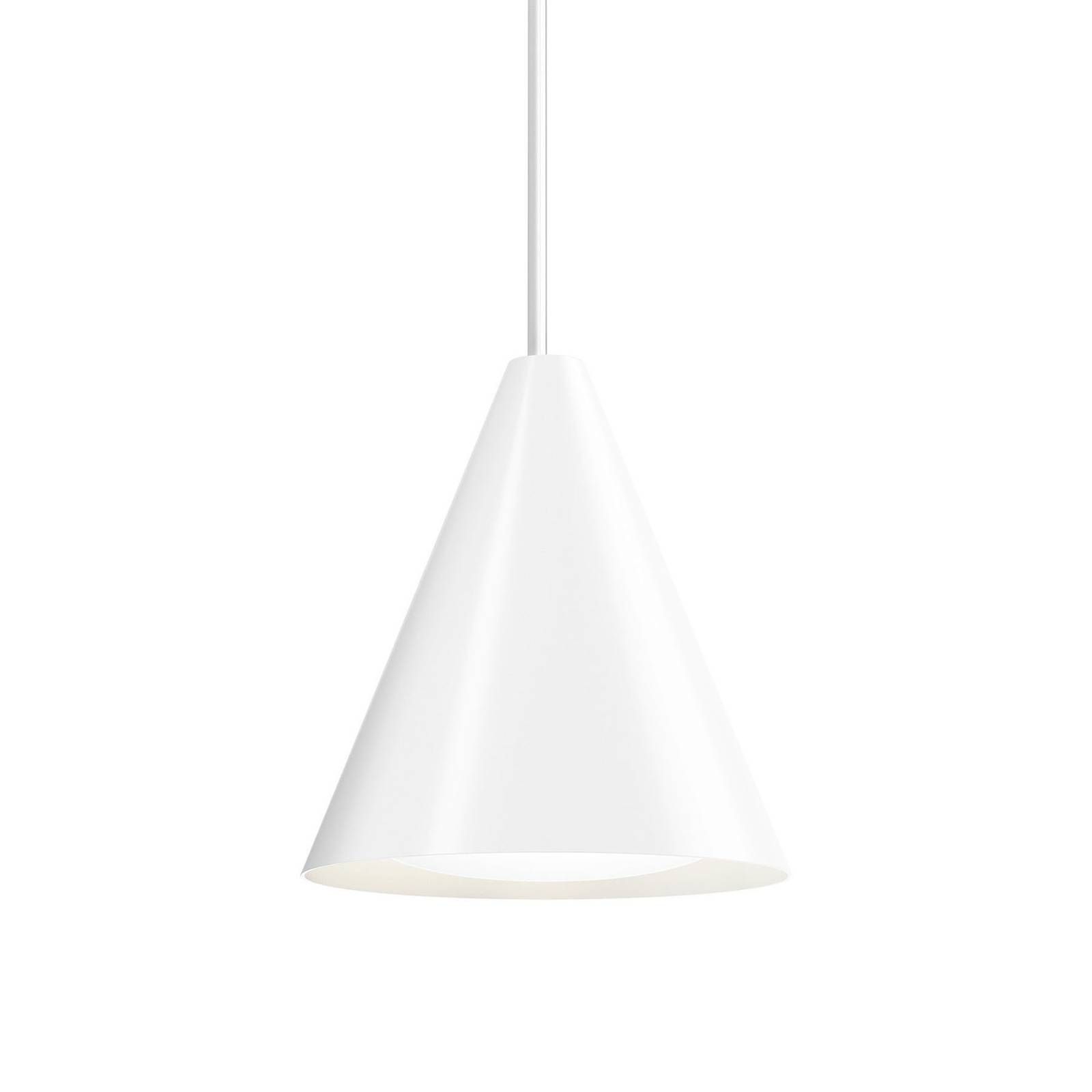 Louis Poulsen Keglen závesné LED 25cm biele, Obývacia izba / jedáleň, hliník, polykarbonát, 8W, K: 27cm