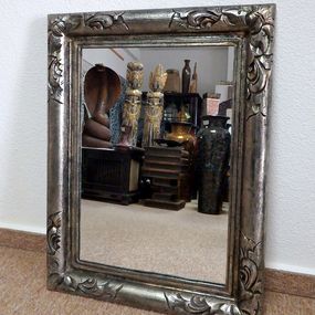 Zrkadlo AMADO strieborné , 80x60 cm exotické drevo, ručná práca