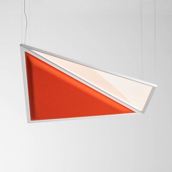 Artemide Flexia LED závesné svietidlo, oranžová, Obývacia izba / jedáleň, recyklovaný PET, 65W, P: 127 cm, L: 127 cm, K: 5cm
