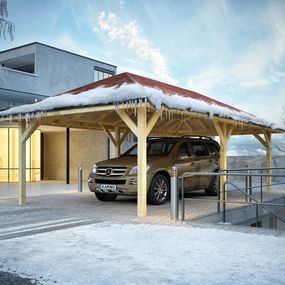 Drevený prístrešok / carport 338x592 cm Lanitplast