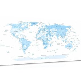 Obraz na korku detailná mapa sveta v modrej farbe - 120x60