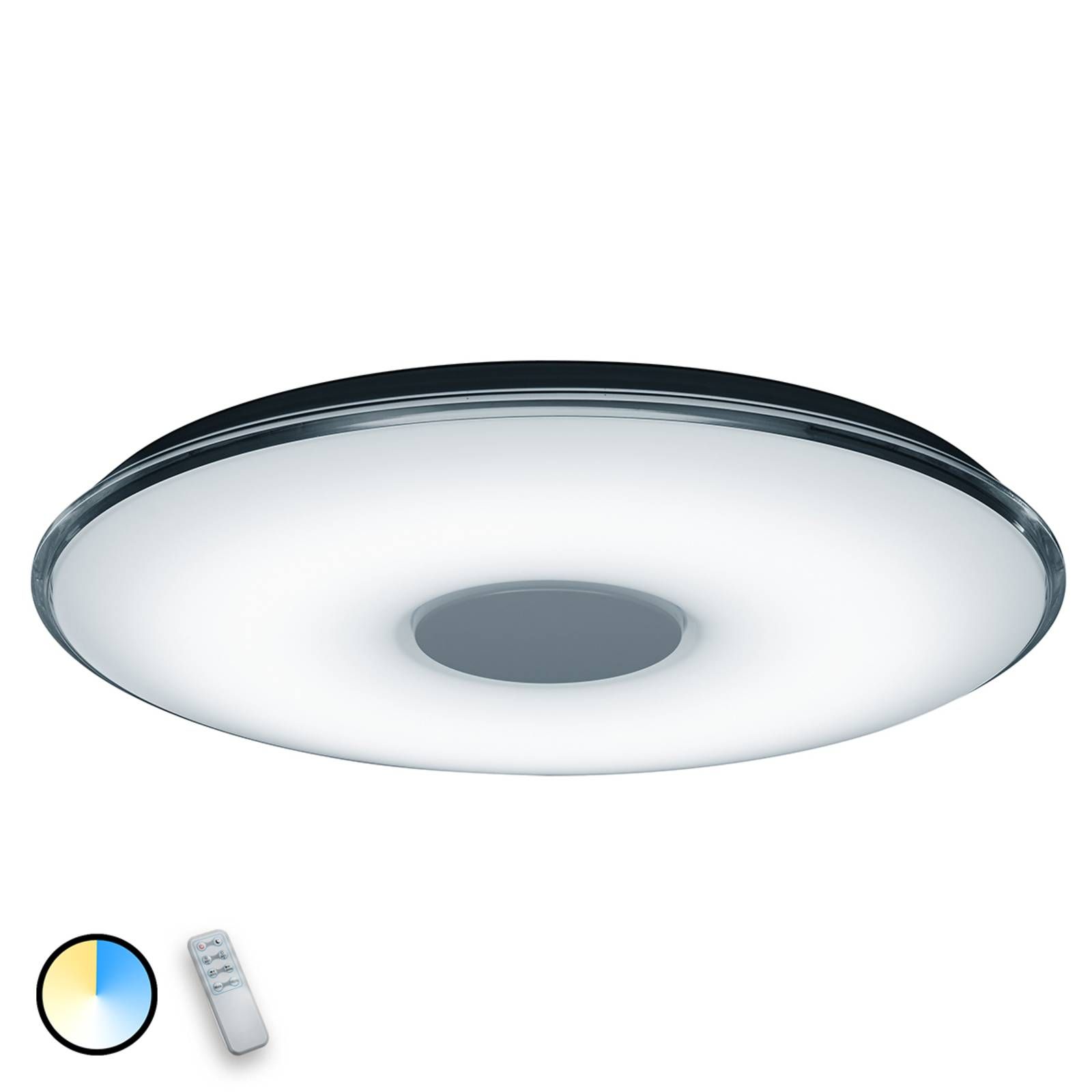 Trio Lighting Veľké stropné LED Tokyo s diaľkovým ovládaním, Obývacia izba / jedáleň, plast, K: 6.5cm