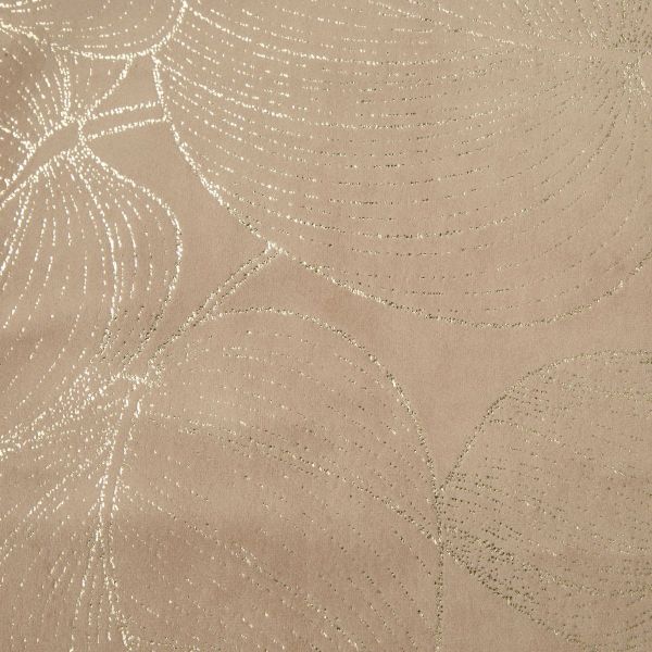 DomTextilu Zamatový stredový obrus s lesklou potlačou listov béžovej farby 68657-244352 Béžová