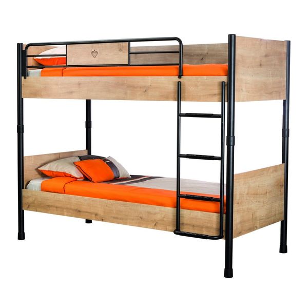 Čierna/prírodná poschodová detská posteľ 90x200 cm Mocha – Kalune Design