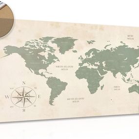 Obraz na korku decentná mapa sveta - 120x80  wooden