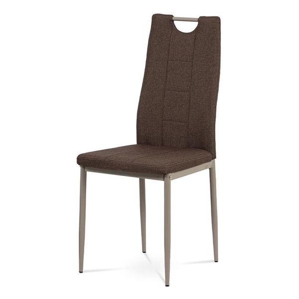 Autronic -  Jedálenská stolička DCL-393 BR2, hnedá látka, kov cappuccino lesk