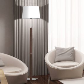 Aluminor Quatro Up stojaca lampa sivý dub/chróm, Obývacia izba / jedáleň, oceľ, pochrómovaný kov, drevo, chinc, E27, 12W, K: 165cm