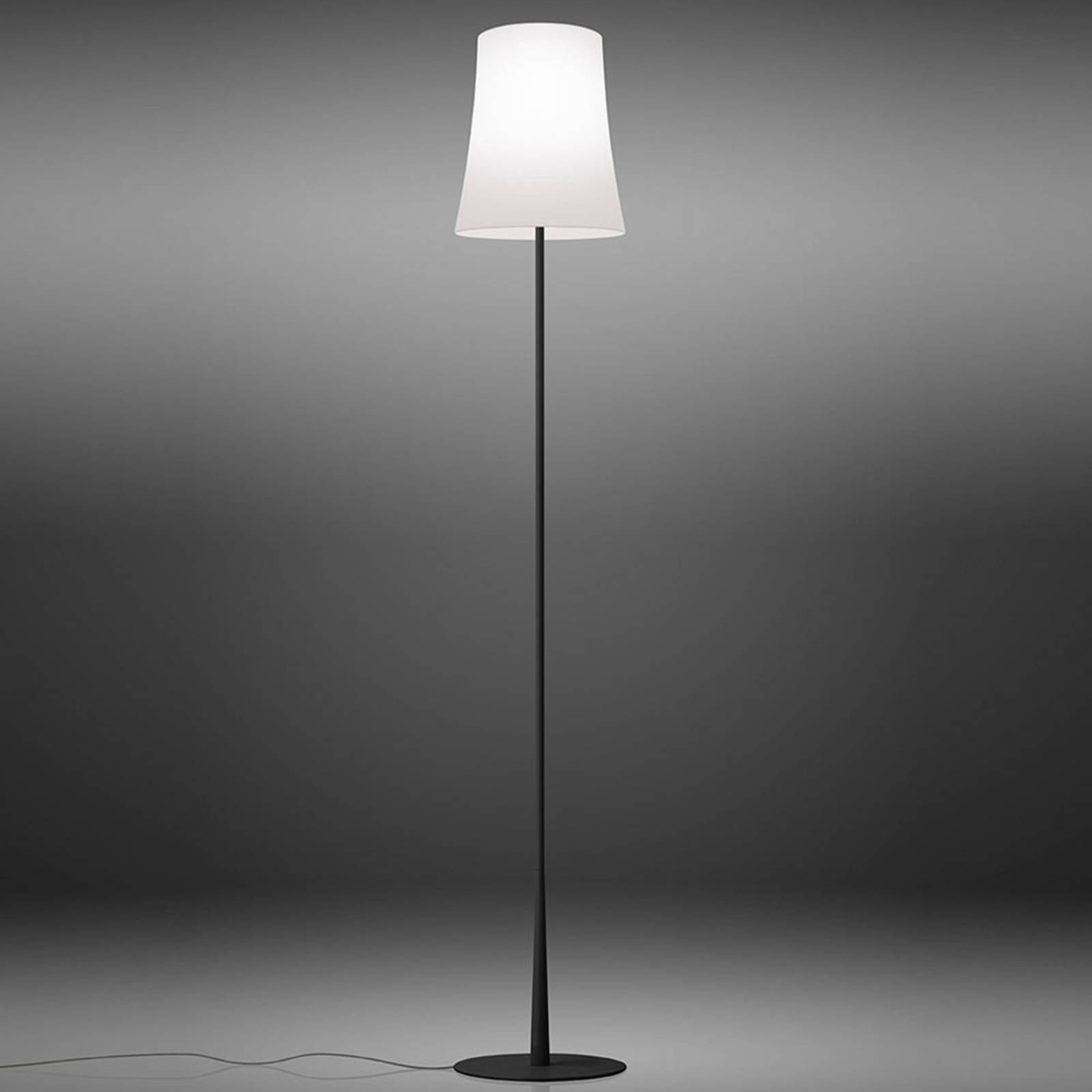 Foscarini Birdie Easy stojacia lampa čierna, Obývacia izba / jedáleň, polykarbonát, lakovaný hliník, E27, 57W, K: 150cm