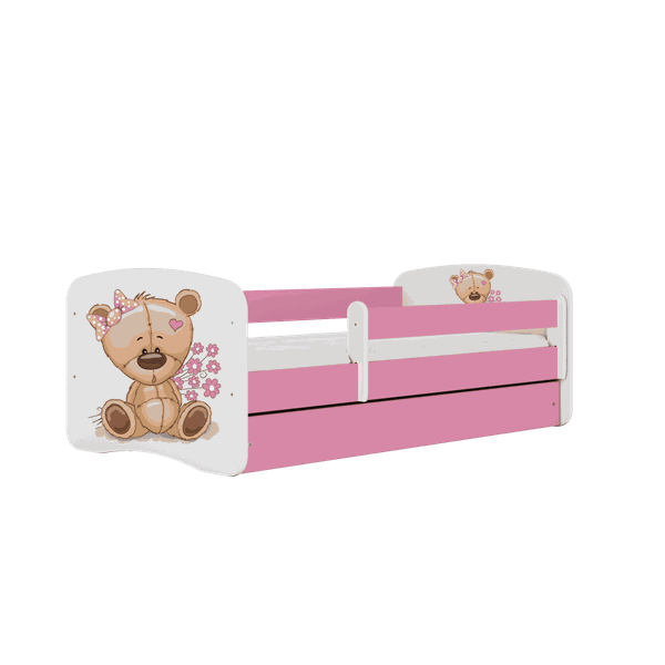 Letoss Detská posteľ BABY DREAMS 180/80- Macko III Biela S matracom S uložným priestorom