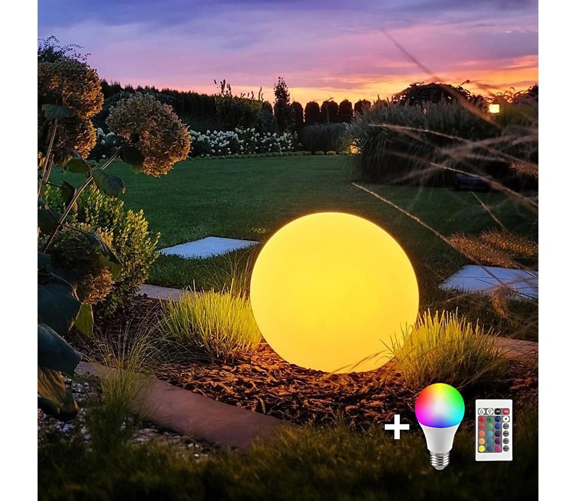 LED RGB Stmievateľná vonkajšia lampa GLOBO 1xE27/8,5W/230V pr. 40 cm IP44 + DO