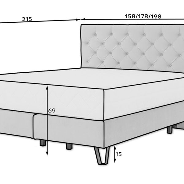 Čalúnená manželská posteľ Canara 140 - svetlosivá