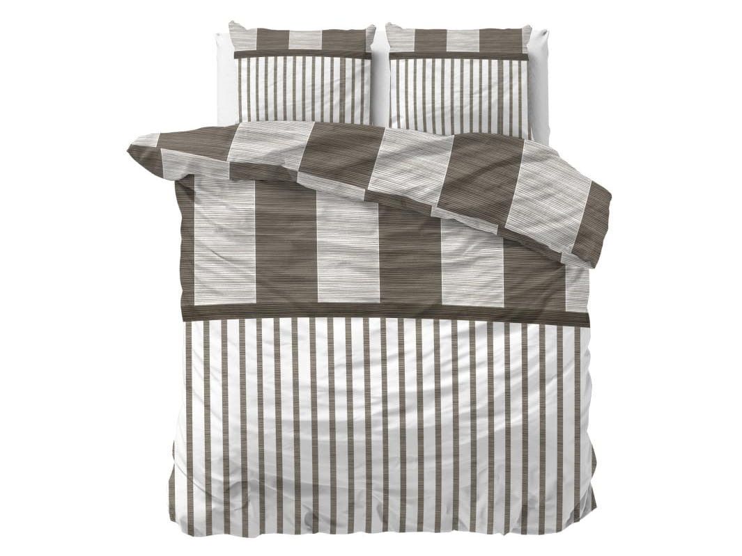 DomTextilu Moderné béžovo hnedé posteľné obliečky s pruhmi 200 x 220 cm 36976