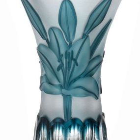 Krištáľová váza Ľalia, farba azúrová, výška 155 mm