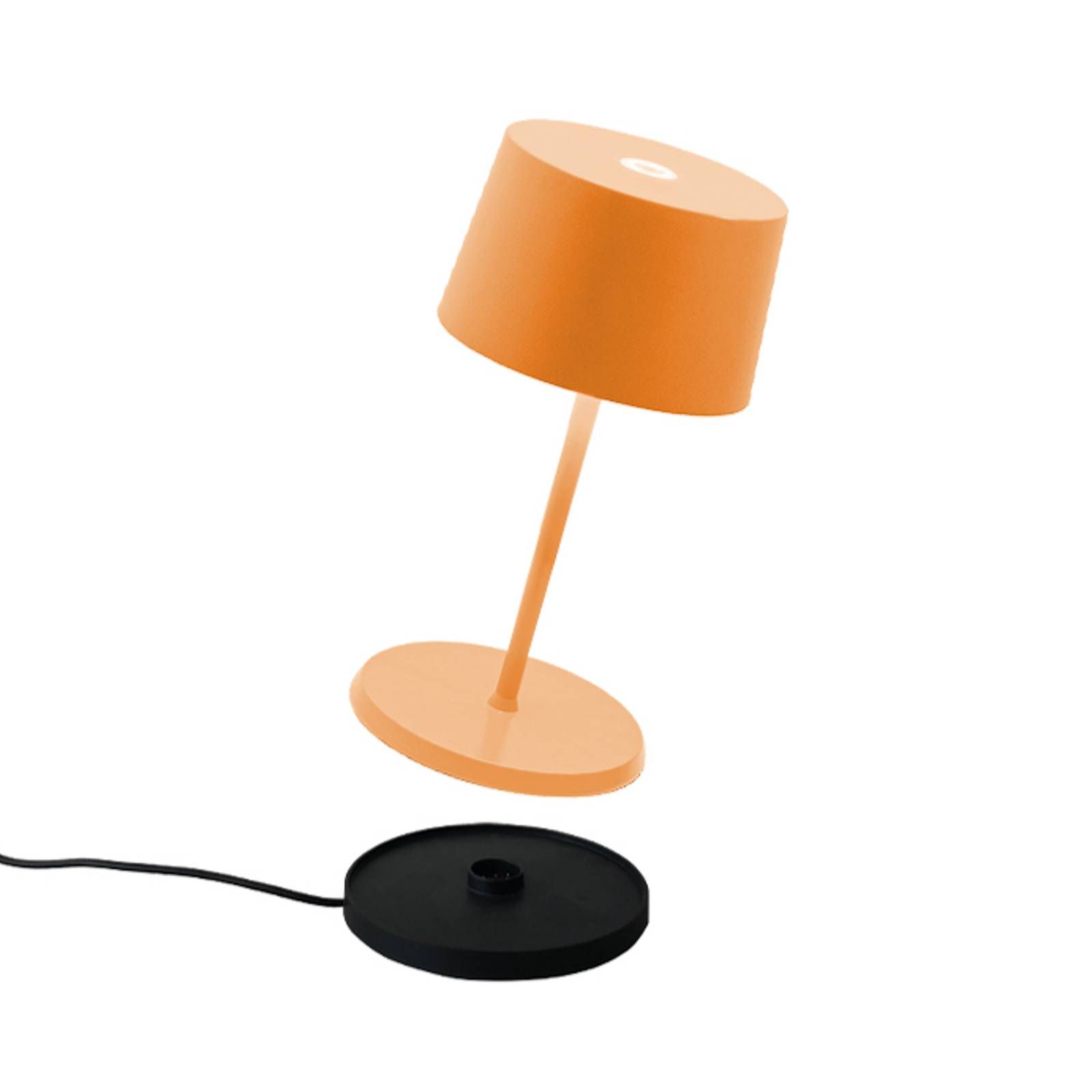 Zafferano Olivia mini lampa na batérie oranžová, Obývacia izba / jedáleň, hliník, polykarbonát, 2W, K: 22cm