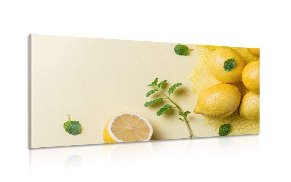 Obraz citróny s mätou - 120x60