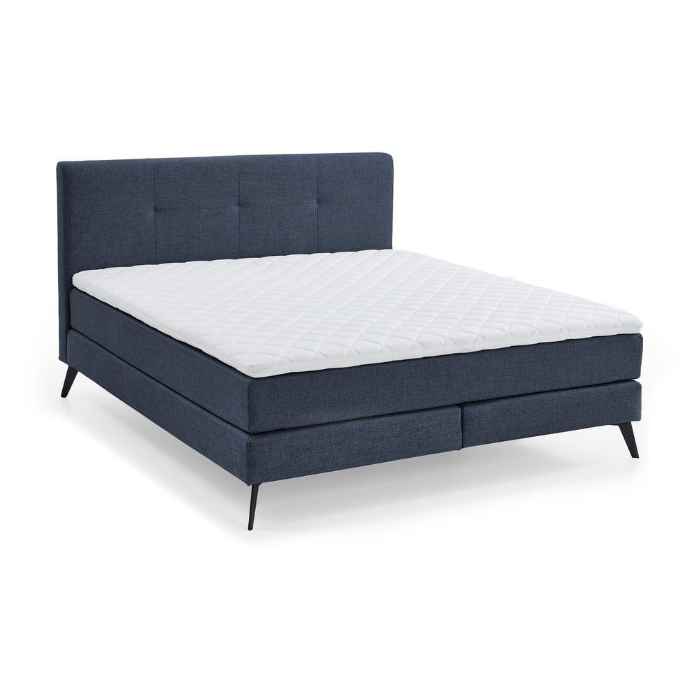 Tmavomodrá boxspring posteľ 160x200 cm ANCONA – Meise Möbel